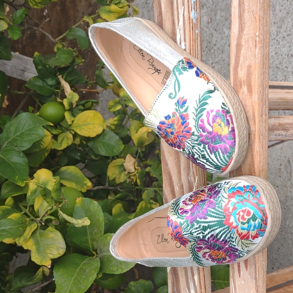 Ellen Rouge Slip on Faux Espadrilles Embroidery Upper - Picture 1 of 8